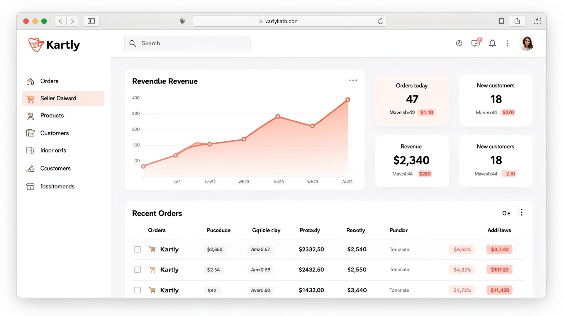 Kartly Admin dashboard preview
